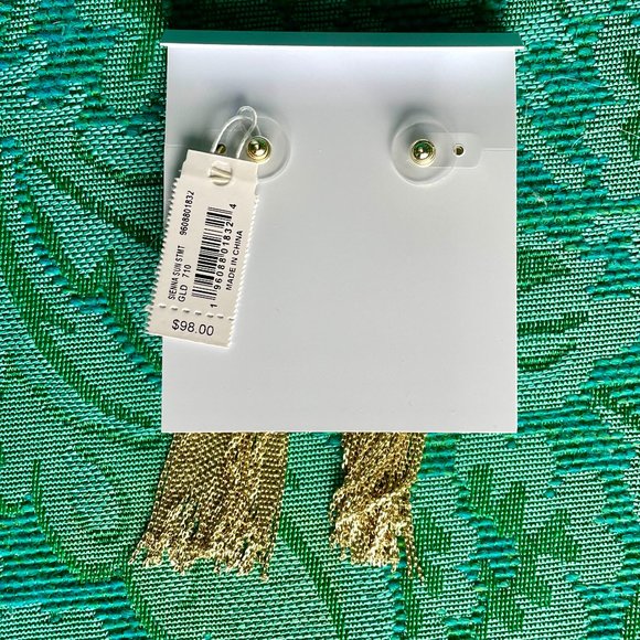 NWT Kendra Scott 14K Gold Plated Sun Earrings with Chain Tassles - Picture 13 of 14